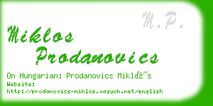 miklos prodanovics business card